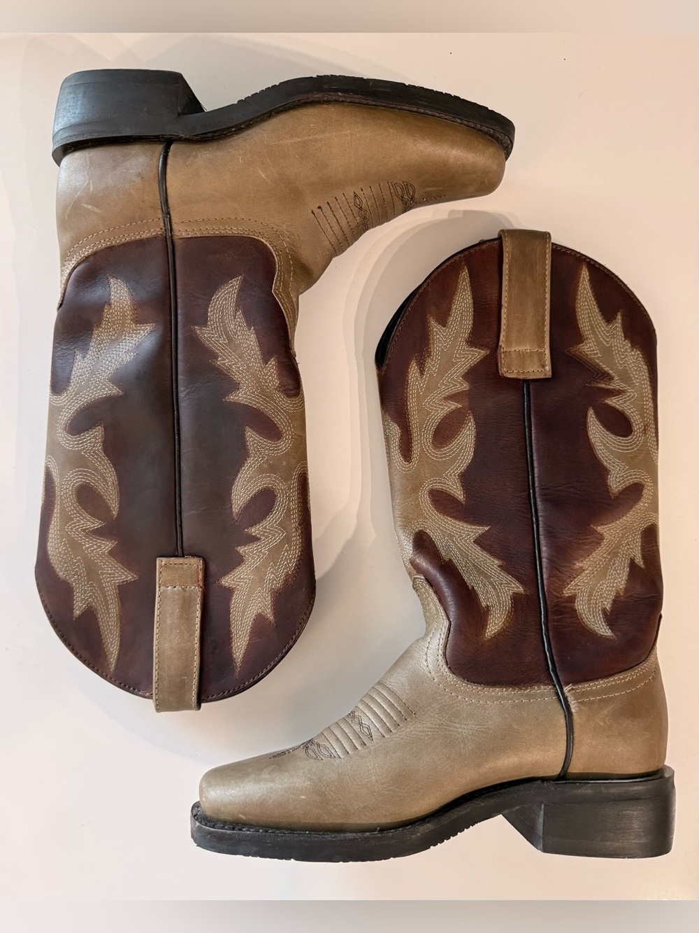Masterson leather brown and tan cowboy cowgirl boots- festival wear- 6